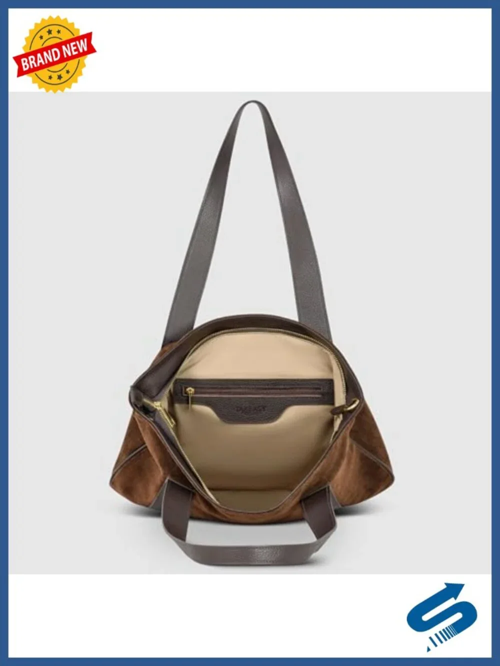 Genuine Suede Leather Tote for Women with Secure Zipper & Adjustable Strap